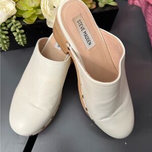 Steve Madden Bone Leather Studded Slip-On Clog Mules Size:8